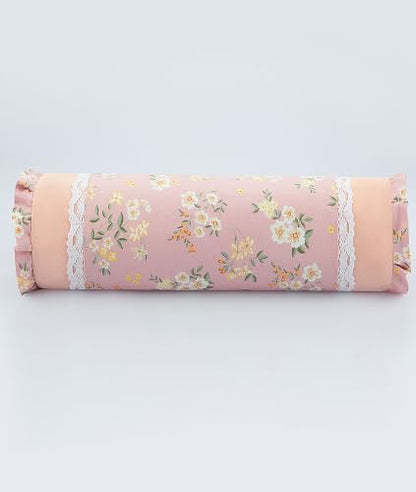 Firm Buckwheat Hull Neck Pillow – Cervical Support with Adjustable Fill 15.7"x4.7", Cervical Pillow for Pain Relief, Ideal for Sleep, Travel Meditation, Pink - color: Flower-pink