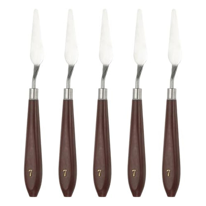 HARFINGTON 5pcs Palette Knife Painting Tool 2.2" x 0.59" Stainless Steel Art Spatula Pallet Knives Scrapers Tools with Plastic Handle for Acrylic Oil Canvas Mixing Spreading, Red/Silver - size: 2.2" x 0.59"