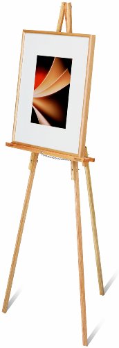 Quartet Display Easel, Hardwood, 64 Inch Tall, Natural Oak, Model 41EL | 24 inch display ledge, holds up to 30 lbs for presentations and signage.