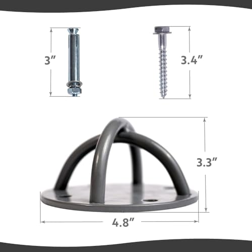 Ceiling Hooks - Industrial Strength Hold Up to 600 lbs, Includes Anchors & Bolts Yoga Starter Set - Suitable for Gym Rings, Suspensions, Indoor/Outdoor Use