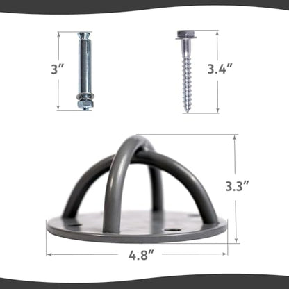 Ceiling Hooks - Industrial Strength Hold Up to 600 lbs, Includes Anchors & Bolts Yoga Starter Set - Suitable for Gym Rings, Suspensions, Indoor/Outdoor Use