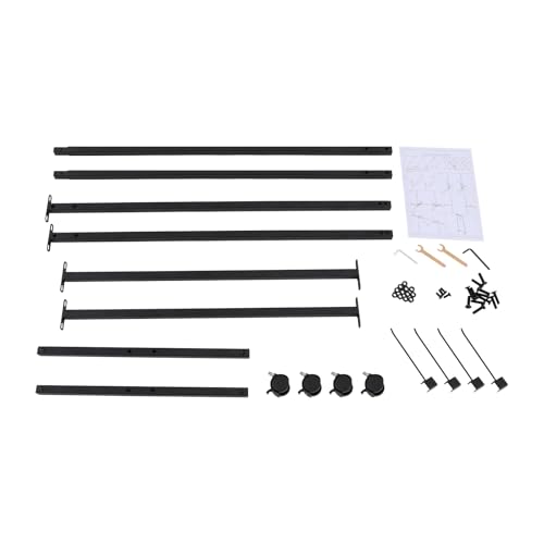 TFCFL Yoga Mat Holder Hanging, Floor Rolling Yoga Mat Cart on Wheels, Metal Storage Rack, 50lbs Capacity, 4pcs 9.8" Hooks, Adjustable Spacing for Home Gym, Fitness Club,Yoga Studio (Black)
