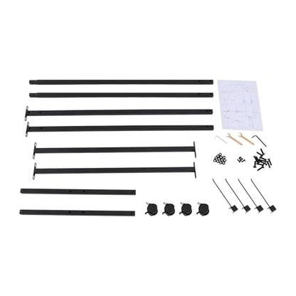 TFCFL Yoga Mat Holder Hanging, Floor Rolling Yoga Mat Cart on Wheels, Metal Storage Rack, 50lbs Capacity, 4pcs 9.8" Hooks, Adjustable Spacing for Home Gym, Fitness Club,Yoga Studio (Black)