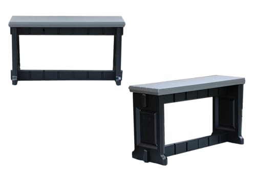Bench, Deep Grey Top with Black Sides, 2 Pack - Proudly Made in The USA, Click and Lock Hardware-Free Assembly, Durable and Stylish Outdoor Seating - color: Deep Grey/Black, size: 2 Pack