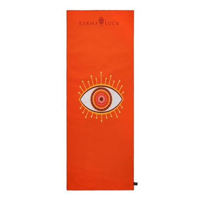 KARMA AND LUCK Guardian Energy Yoga Towel, Evil Eye Design for Protection & Focus, Non-Slip Terry Suede Hot Yoga Mat Towel with Silicone Grip, Ultra Absorbent, 26” x 72” - color: Guardian