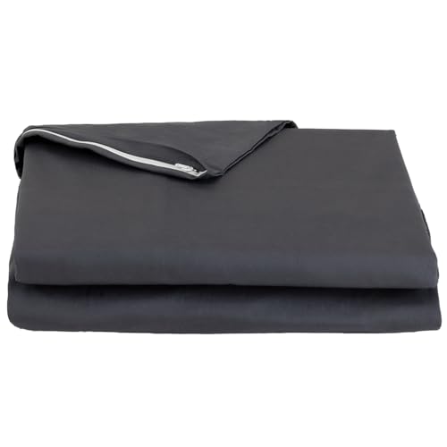 FULI 100% 면 지퍼 이불 커버, 일본 시키부톤, 트윈, 다크 그레이 - color: 다크 그레이., size: 트윈