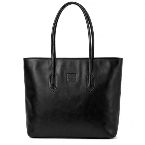 Tote Bag for Women with Zipper – Lightweight PU Leather Travel Purse, Shoulder Tote Bag for Work & Vacation – Black