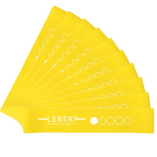 Lebert Mini Resistance Bands – 5 or 10 Pack Loop Bands - color: b) Yelow 10 Pack