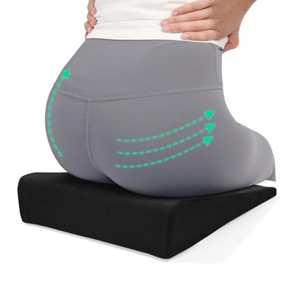 BUYUE Wedge Cushion for Butt Lift Women, Hard-Firm EVA Foam for Lift HIPS Up Fitness Training, Plank Position Mat, Non-Slip Chair Seat Pad, 15.7"x 12.5", Black - color: Black