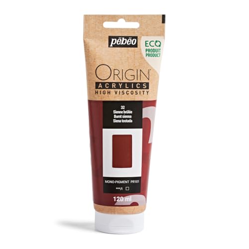 PEBEO Origin Acrylics 120ml Matte Acrylic Paint, Burnt Sienna | Warm red-brown earth for portraits and rich shadows - matte high-viscosity acrylic that keeps every knife mark. - color: Burnt Sienna
