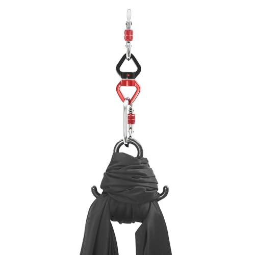 Aerial Yoga Hammock, 440 lbs Capacity Ceiling Mounted Aerial Silks Kit with 360° Swivel, Polyester Fabric for Home Gym Studio, 16.4ft - color: Black, size: 5M/16.4FT