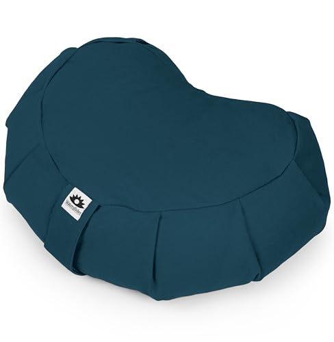 Meditation Cushion (Twilight) Crescent, Buckwheat Husk Filled, Floor Pillow or Cushions, Yoga Seat, Zafu, Made in The USA - color: Twilight