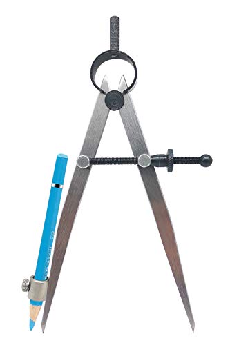 6 inch Professional Leather Work Divider, Woodworking Compass with Pencil Holder, Spring Divider Wing Compass
