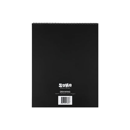 SoHo Urban Artist Softcover Drawing Pad - 14"x17" - 92 lbs/150gsm, Mixed Media, 24 Dual-Sided Sheets, Acid-Free, Wire-Bound, Micro-Perforated, Repeated Erasing & Reworking - size: 14"x17"