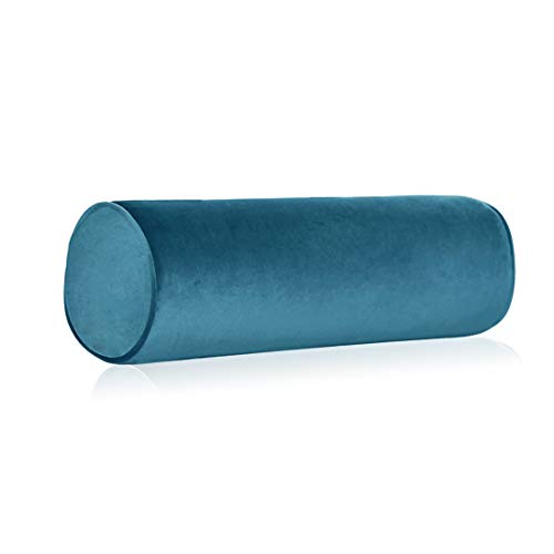 Tinbolunce Memory Foam Roll Pillow for Knee/Leg/Neck - Full Moon Bolster/Round Cylinder Pillow for Sleeping on Side or Back - Removable Cooling Cover Length 18" x 6" Diameter (Lake Blue) - color: Lake Blue, size: 18X6