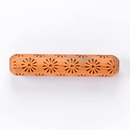 MKM Pottery Tools Wood Big Hand Rollers for Clay (BHR-123 Geometric Daisies) - color: BHR-123 Geometric Daisies