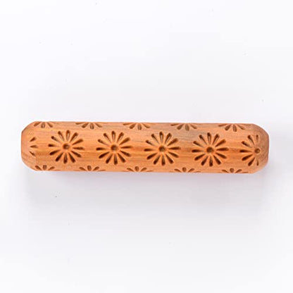 MKM Pottery Tools Wood Big Hand Rollers for Clay (BHR-123 Geometric Daisies) - color: BHR-123 Geometric Daisies