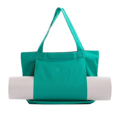 Starsouce Yoga Mat Bag Lightweight Foldable Canvas Tote with Side Sleeve Large Pocket Yoga Mat Carrier for Gym Travel Beach - color: Teal