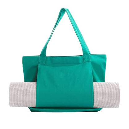 Starsouce Yoga Mat Bag Lightweight Foldable Canvas Tote with Side Sleeve Large Pocket Yoga Mat Carrier for Gym Travel Beach - color: Teal