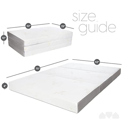 Milliard Full Tri Folding Mattress with Washable Cover, Full Size (75 inches x 52 inches x 4 inches) - size: Full, style: 4 inch