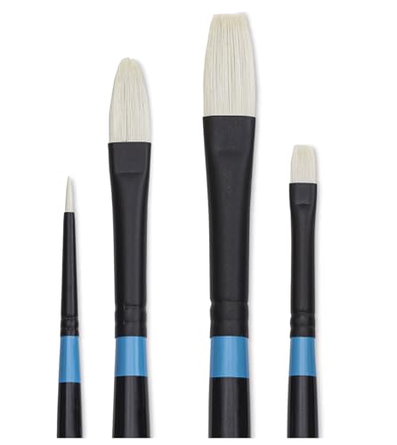 Princeton Aspen Professional Paint Brush Set, 4-Piece Long Handle Synthetic Brushes with Medium-Stiff, No-Shedding Bristles for Acrylic, Oil & Water-Soluble Oil Painting