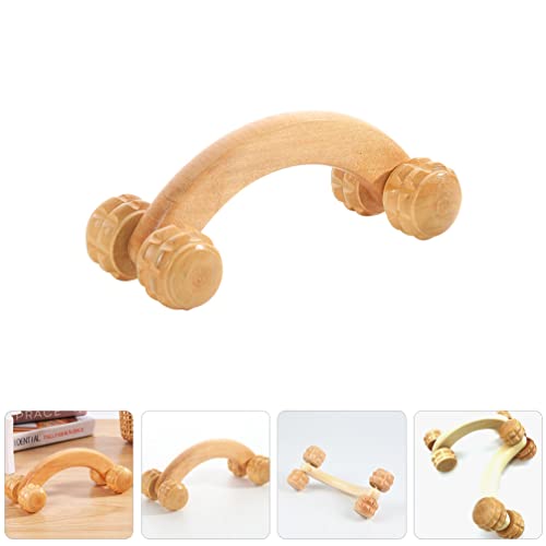 LALAFINA Massage Roller Wooden Back Massager Roller for Muscle Tension Relief Handheld Body for Yoga Stretching Blood Circulation Portable 6.29 X 2.67 X 2.36 in