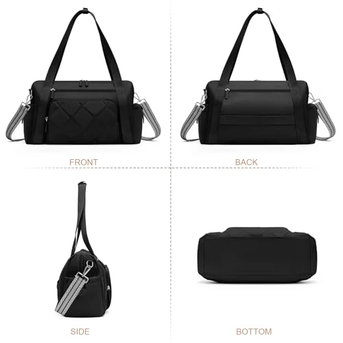 SYTRAH Gym Bag for Women, Duffle Sport Purse for Travel & Dance Black - color: Black(No shoe compartment)