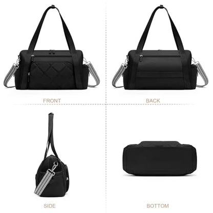 SYTRAH Gym Bag for Women, Duffle Sport Purse for Travel & Dance Black - color: Black(No shoe compartment)
