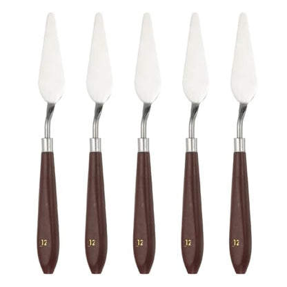 HARFINGTON 5pcs Palette Knife Painting Tool 2.83" x 0.94" Stainless Steel Art Spatula Pallet Knives Scrapers Tools with Plastic Handle for Acrylic Oil Canvas Mixing Spreading, Red/Silver - size: 2.83" x 0.94"