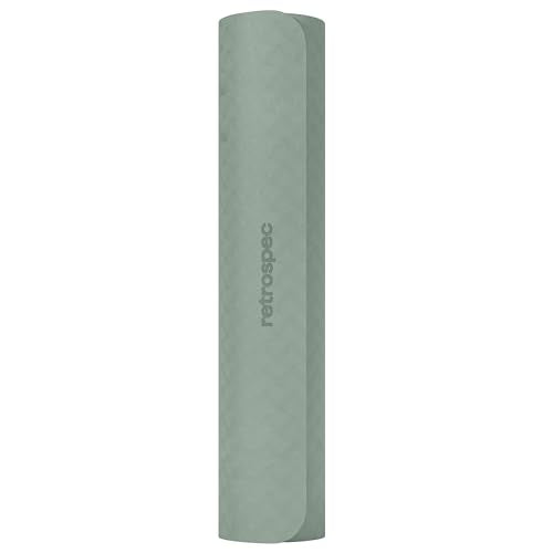 Retrospec Zuma Yoga Mat 6mm Thick Non-Slip TPE Exercise Mat | Cushioned Workout Mat for Yoga Pilates and Home Stretching | 72 x 24 with Carrying Strap