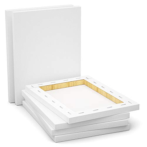 GOTIDEAL Stretched Canvas, 11x14 Inch Set of 7, Primed White | 100% Cotton Artist Canvas Boards for Painting, Acrylic Pouring, Oil Paint Dry & Wet Art Media - color: White, size: 11"x14"