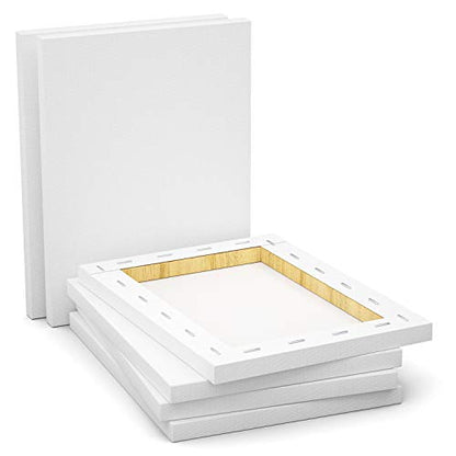 GOTIDEAL Stretched Canvas, 11x14 Inch Set of 7, Primed White | 100% Cotton Artist Canvas Boards for Painting, Acrylic Pouring, Oil Paint Dry & Wet Art Media - color: White, size: 11"x14"
