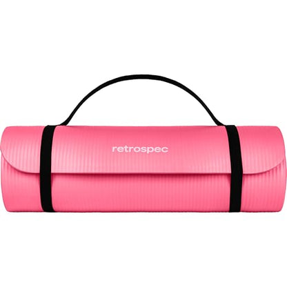 Retrospec Solana Yoga Mat Thick 1/2in Non-Slip Workout Mat with Nylon Strap - 72x24in Exercise Mat for Pilates, Stretching & Fitness - BPA Free, Easy Clean - color: Pink Dahlia