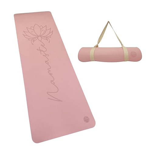 Non Slip TPE Yoga Mat 6mm Thick with Carrying Strap, Lightweight Exercise Mat for Home Workout, Pilates & Fitness, Comfort Cushion Workout Mat