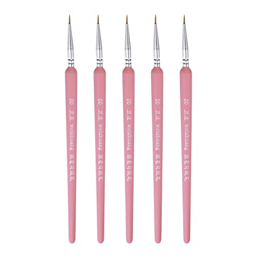 HARFINGTON 5pcs Detail Paint Brushes 7mm Pointed Tip 185mm Length Nylon Hair Miniature Painting Brush for Watercolor Oil Acrylic Painting(00#), Pink - color: Pink, size: 00# 7mm
