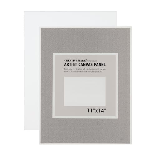 Creative Mark Cotton Canvas Panels 11x14" - 12 Pack - Professional Quality Fine Weave Acrylic Primed Artist Canvas Boards for Painting, Acrylics, Studios, & More - size: 11x14" - 12 Pack
