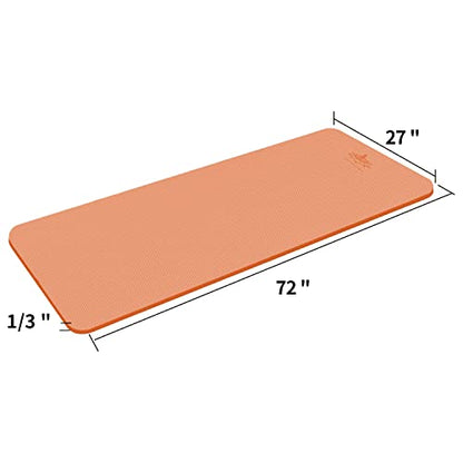 Hatha Yoga TPE Yoga Mat 72"x 27"x1/3" Non-slip Exercise Mat - color: orange