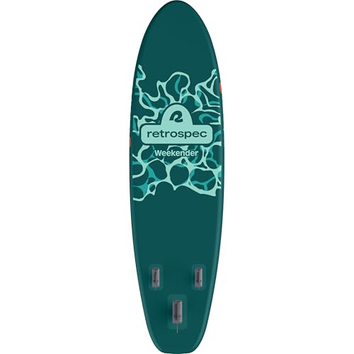 Retrospec Weekender Inflatable Stand Up Paddle Board Includes Paddle, Pump, and Accessories 10’6” Lightweight iSUP, Puncture Resistant Inflatable Paddle Board for Adults - color: Seafoam Ripple