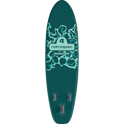Retrospec Weekender Inflatable Stand Up Paddle Board Includes Paddle, Pump, and Accessories 10’6” Lightweight iSUP, Puncture Resistant Inflatable Paddle Board for Adults - color: Seafoam Ripple