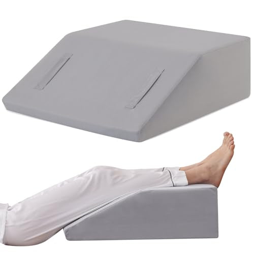 Ruqmuis Leg Elevation Pillow for After Surgery, 6inch Foam Leg Elevating Pillow for Swelling and Blood Circulation, Leg Wedge Pillow for Sleeping, Knee Pillow for Knee Hip Ankle Pain Relief, Velvet - color: Velvet, size: Flat Top 6 Inch