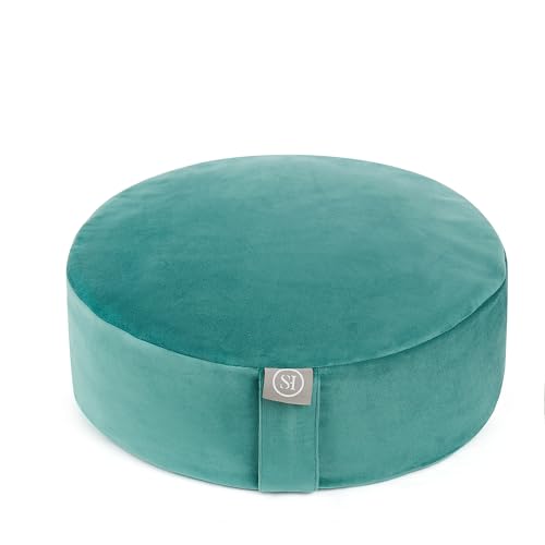 Meditation Cushion Bolster Pillow for Restorative Yoga – Supportive Cushion for Meditation, Pilates, and Relaxation – Filled with Buckwheat Hulls - Removable Cover - color: Teal, size: Round (Filled with Buckwheat)