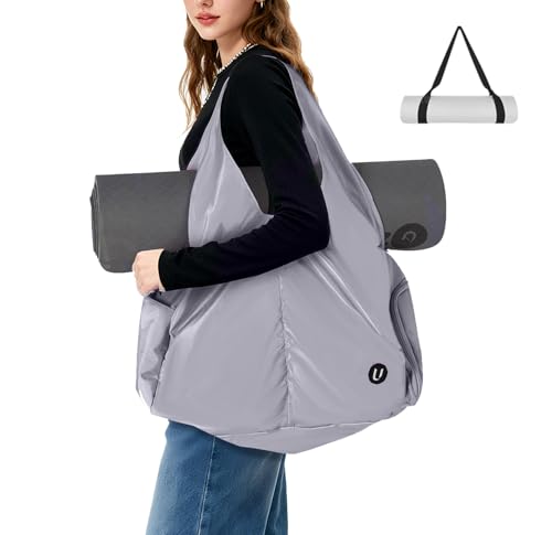 Yoga Bag for Women, Gym Tote Bag with Shoe Compartment & Wet Dry Pocket, Water Resistant Yoga Mat Bag with Adjustable Strap