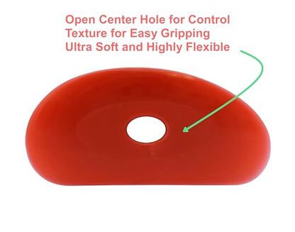 Creative Hobbies Red Soft Silicone Pottery - Pack of 2 | Ultra-Soft Ceramic Sculpting Tool for Smooth Finishing and Removing Finger Marks | Essential Tool for Potters (Shape 3) - color: Shape 3