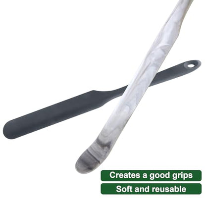 2 Pcs 13 Inch Silicone Jar Spatulas, Non-Stick Heat Resistant Cake Cream Spatulas Set, Large Cake Cream Butter Spatulas for Jars, Blender, Cooking Baking (Blue Green) (Dark grey and Marble) | 2 Pcs 13 Inch Large Cake Cream Spatulas for Jars, Blender, Cook