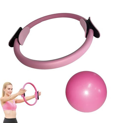 Pilates Ring and Ball Set, Pilates Ring Fitness Trainer, Booty Bands Stretching Equipment Pilates Mini Exercise Ball for Legs Arms and Thighs, Workout at Home Workout Equipment Women