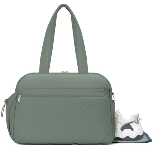 SYTRAH Gym Bag for Women, Lightweight Sport Workout Purse for Travel Green | Shoe & Wet Separation,up to 15.6 inches Laptop Sleeve & Yoga Mat Holder, 11- Organized Pockets & Adjustable Strap - color: Green(Shoes compartment)