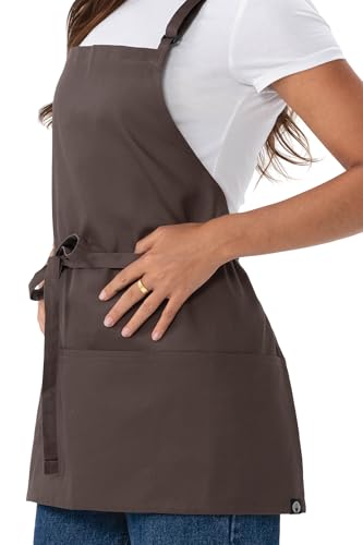 Chef Works Unisex Three Pocket Apron - color: Espresso