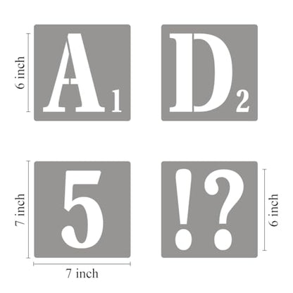 6 Inch Letter Stencils for Painting - 42 Pack Scrabble Alphabet Letters Numbers Templates with Signs for Painting, Reusable Scrabble Tiles Stencils for Chalkboard Wood Crafts & Wall Decor - size: 6 Inch