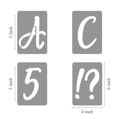 5 Inch Letter Stencils for Painting - 42 Pack Alphabet Letter Number Templates with Signs, Reusable Plastic Alphabet Number Stencils for Chalkboard Fabric Rock Wood Crafts Painting - size: 5 Inch