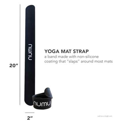 Numu Yoga Mat Strap Slap Band - Easy Snap On to Keep Exercise Mat Tightly Rolled and Secured for Yoga Mat Storage and Travel - color: Black
